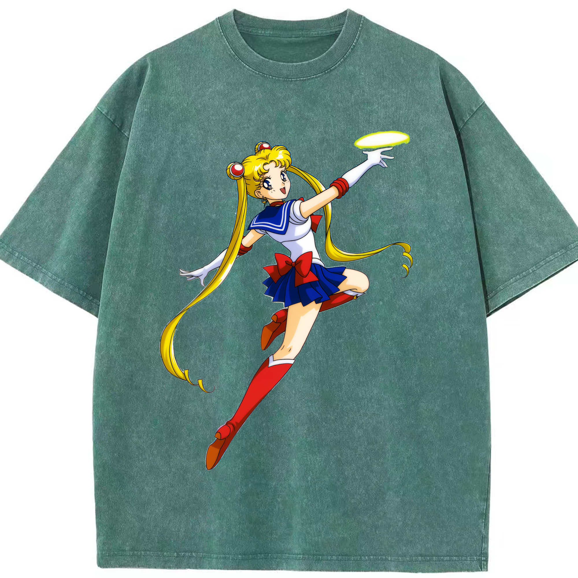（画像用） 美少女戦士セーラームーン 月野 うさぎ つきの うさぎ Sailor Moon Tsukino Usagi 綿100% ヴィンテージ風 半袖Tシャツ（フロントプリント）